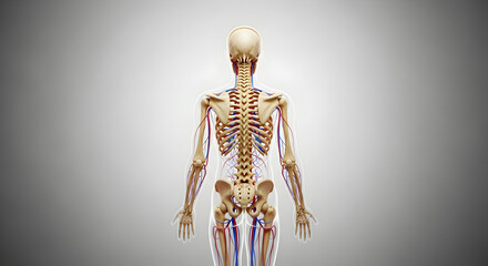 Anatomical Illustration of Human Skeleton and Vascular System