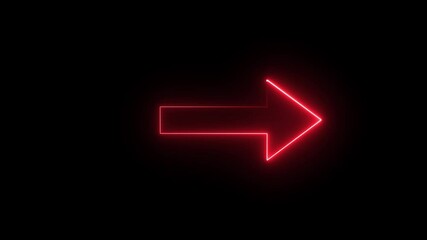 Arrow-shaped neon sign. Neon arrow symbol icon. Directional sign arrow points to the right ,Abstract directional neon arrow icon animation ,neon arrow loading animation.Neon up direction arrow - Powered by Adobe