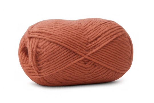 Warm-toned yarn ball with soft texture, resting on clear background, ready for crafting knitted or crocheted handmade items