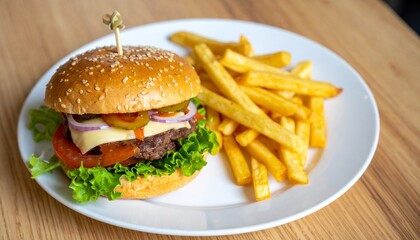 hamburger and french fries