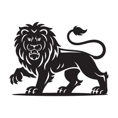 Heraldic Lion Silhouette – Standing Lion Emblem Vector Design for Crest, Logo, Tattoo, Shield Art