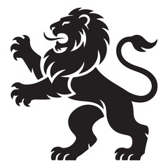 Heraldic Lion Silhouette – Standing Lion Emblem Vector Design for Crest, Logo, Tattoo, Shield Art