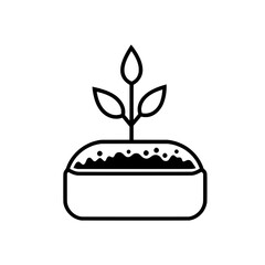 Icon of a sprouting plant in a round decorative pot, symbolizing indoor gardening or growth.