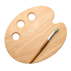 wooden palette and brushes