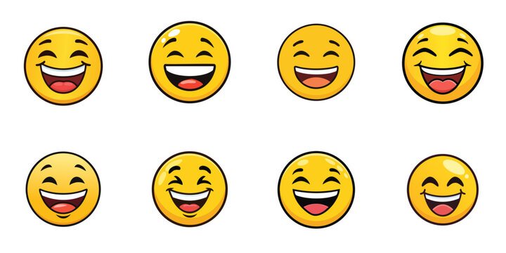 Multiple vector illustrations rolling on the floor laughing, Emoji

