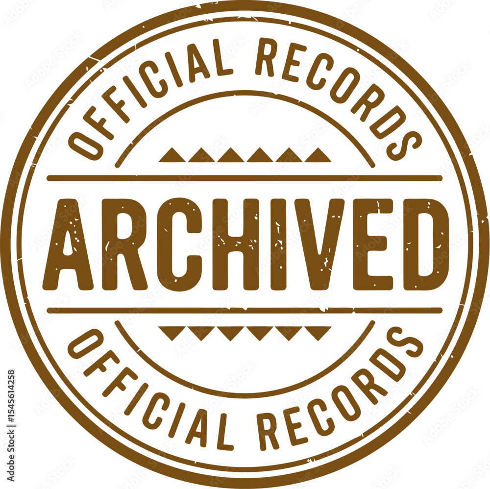 Poster official records archived stamp vector graphic for historical document management and data preservat