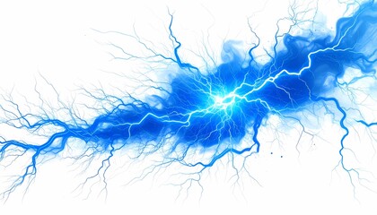 Obraz premium Blue electrical plasma burst with dynamic lightning tendrils