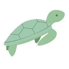 海をゆったり泳ぐウミガメのフラットイラスト