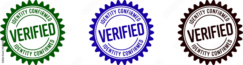 Poster Verified identity confirmed stamp vector image for security authentication and trust mark design editable stock vector illustration