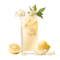 Refreshing Lemon Drink with Elderflower Garnish