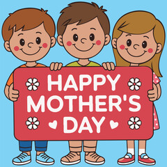 Happy Mother's Day,Happy mother's day message with floral frame and star accents on a black background design element