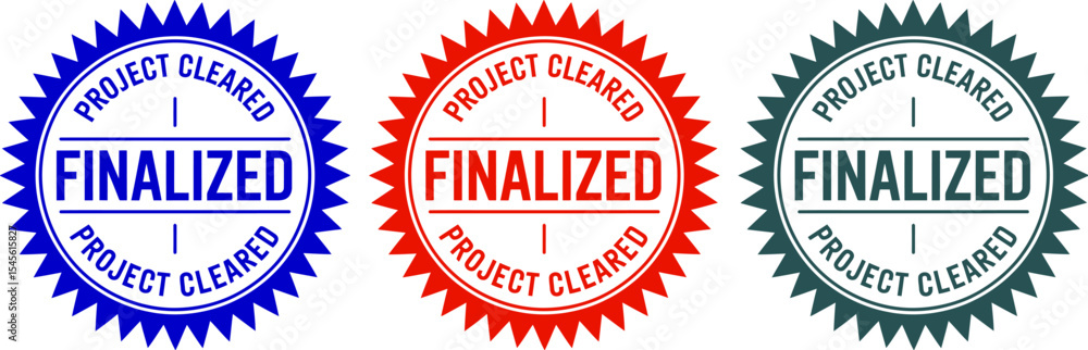 Poster Finalized project cleared stamp vector graphic design element for approval and completion concept art editable stock vector illustration