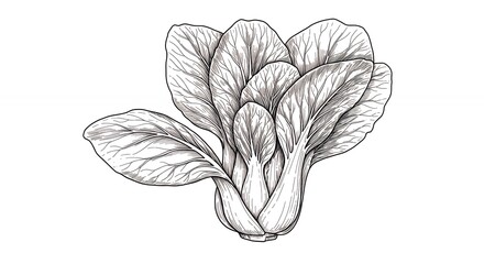 Hand drawn bok choy illustration
