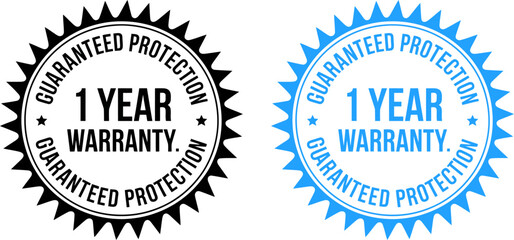 Obraz premium One year warranty guaranteed protection seal vector image for product assurance and reliability icon editable stock vector illustration