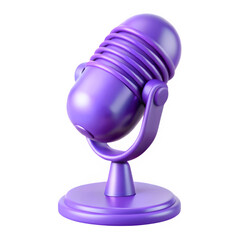 Purple Retro Microphone on Stand, 3D Render, Isolated Background, Studio Shot