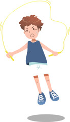 Boy Jumping Rope – Cartoon Exercise Illustration