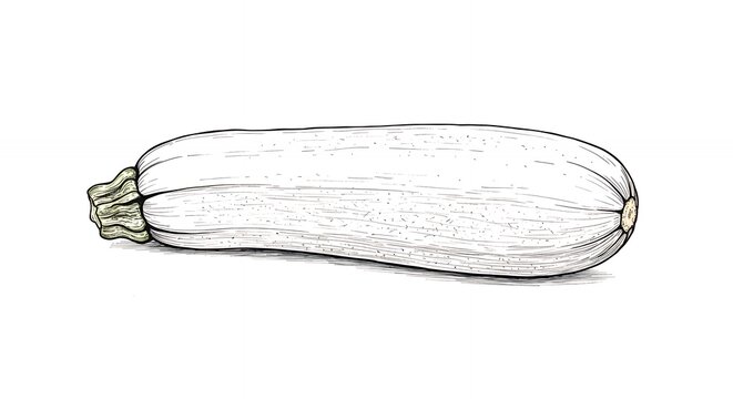 White zucchini line drawing illustration