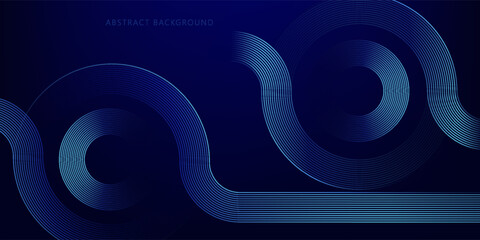Abstract glowing circle lines on dark blue background. Geometric stripe line art design. Modern shiny blue lines. Futuristic technology concept. Suit for poster, cover, banner, brochure, website