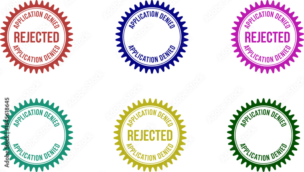 Aufkleber application rejected denied stamp vector graphic design element for business and finance use editabl