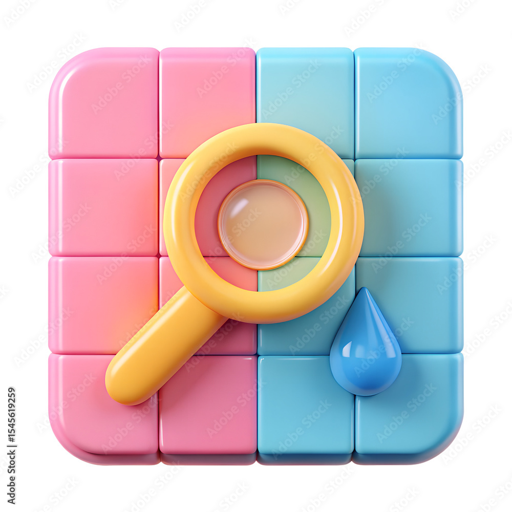 Poster blue internet button with a 3d magnifying glass search icon on a transparent background