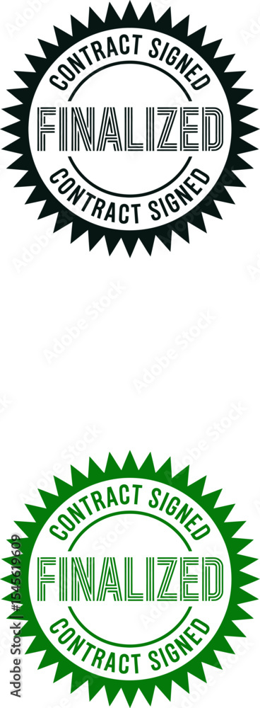 Poster Contract signed finalized agreement seal for business deal completion and approval process document editable stock vector illustration