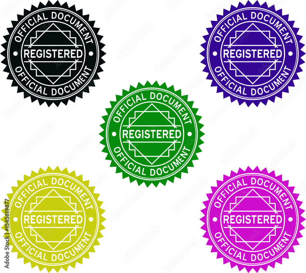 Poster official document registered seal vector graphic for legal and authentic certification use case desi