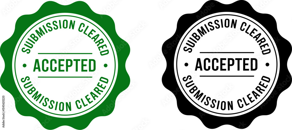 Poster accepted submission cleared stamp vector design for approval clearance and validation concept editab