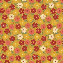 Seamless floral pattern with decorative heart flowers, perfect for spring or summer design