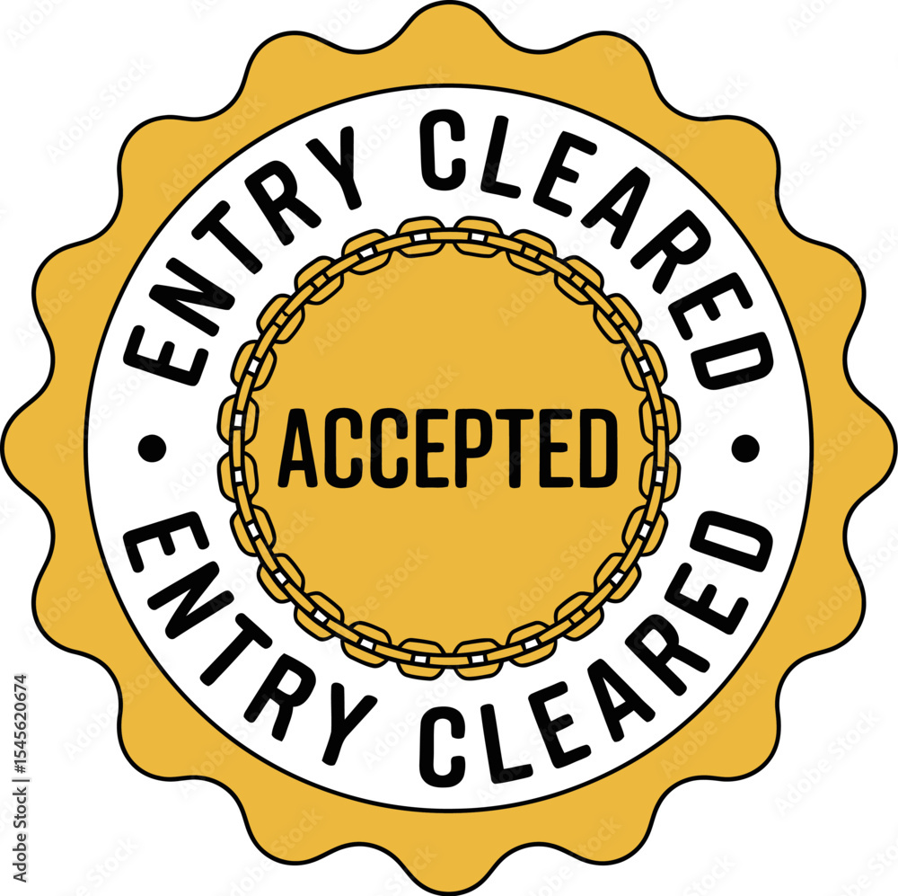 Poster Entry cleared accepted stamp vector image for approval clearance and access control verification editable stock vector illustration