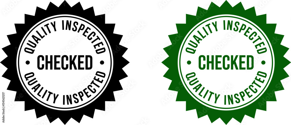 Poster quality inspected checked seal vector image for product assurance and quality control certification 
