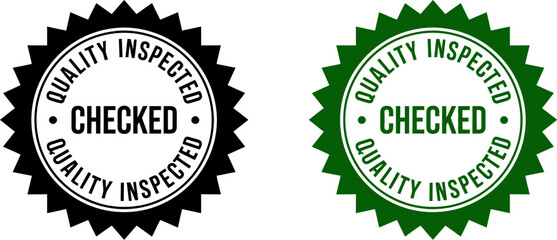 Quality inspected checked seal vector image for product assurance and quality control certification badge design editable stock vector illustration