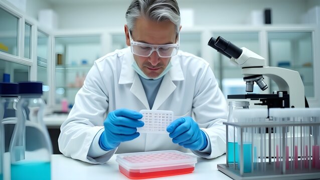 Male scientist in laboratory - Powered by Adobe