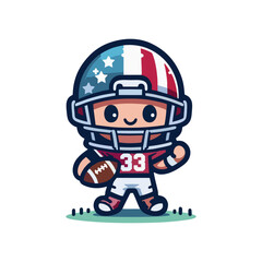 American Football kids mascot cartoon logo icon design