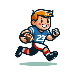 American Football kids mascot cartoon logo icon design