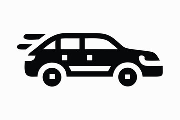 Fototapeta premium Simple black and white silhouette of a car. A clean, minimalist silhouette of a car, perfect for representing transportation, vehicles, or automotive themes.