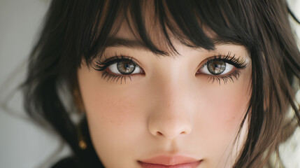 長いまつ毛、美しい瞳の女性