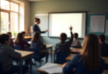 Generative AI Classroom scene depicting focused students and teacher