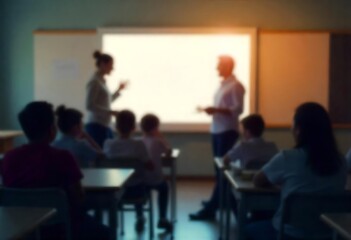 Fototapeta premium Generative AI Embracing education blurred scene symbolizing learning