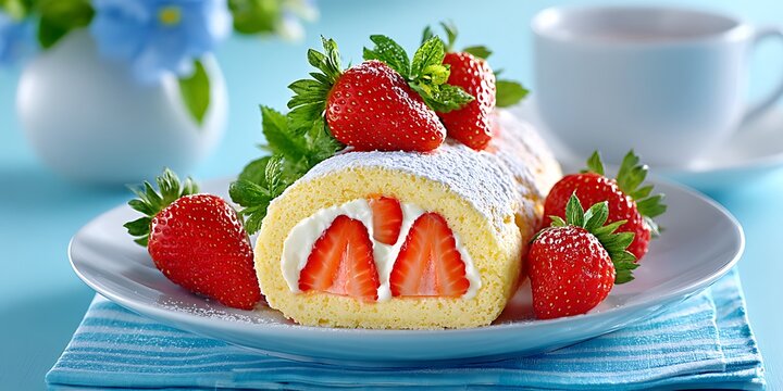 Fresh Strawberry Swiss Roll