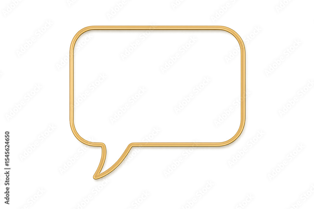 Poster golden speech bubble frame with transparent background, ready for custom text or quote insertion