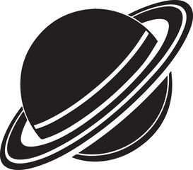 planet saturn illustration vector, planet saturn with planetary ring silhouette vector black and white
