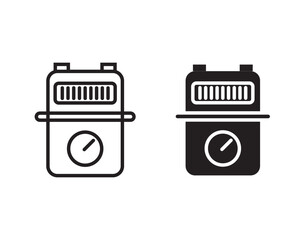 Gas pressure meter icon. Pipeline gauge sensor symbol. Pump measurement indicator vector illustration. Gas meter icon line art vector