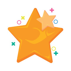 Playful flat vector of a cute star icon in yellow. Ideal for rating systems, favorite buttons, rewards, cartoon interfaces, game UI, or colorful design elements. Simple, bold, and modern look.