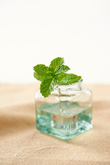 ガラスの瓶に入ったミントの葉