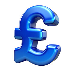3d blue pound sterling sign isolated on transparent background