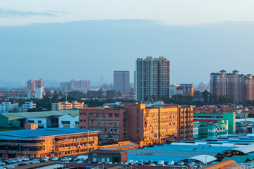 guangzhou skyline at sunset