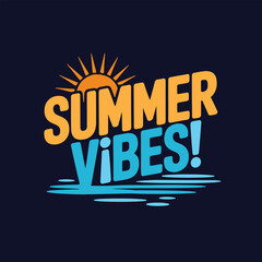 Summer Vibes Lettering Calligraphy Typography Quote t-shirt Vector Design Template