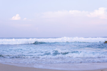Nature landscape view of beautiful tropical beach and sea in sunny day, morning sea.