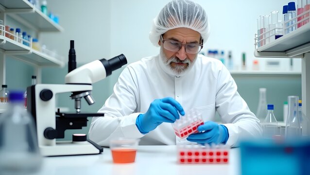 Senior scientist is working in laboratory