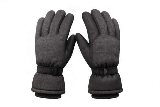 Winter gloves featuring intricate textures and stylish buckles, isolated against a transparent background for a clean and modern look - Powered by Adobe